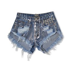 Zomer Jean Shorts for Woman High Taille Women Beach Rivert Ripped Casual Sexy Denim Plus Size 210521