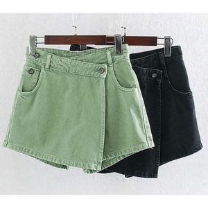 Zomer jeans dames shorts hoge taille asymetrial mini rokken denim skorts streetwear lj200815
