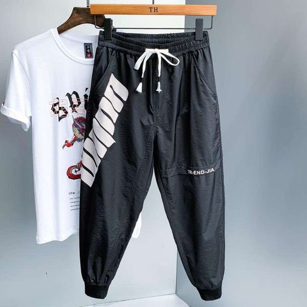 Summer Jog Ultra-Thin Thin Ice Silk Works Works with Ankle Guards Men's's Loose Street Basketball Sports Casual Mens Joggers Pantal