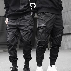 Zomer joggers mannen zwarte tactieken vrachtbroek hiphop streetwear potlood trainingsbroek lint pocket broeken elastische taille heren plus size 5xl
