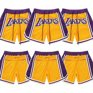 Filets de basket-ball rétro pour hommes, amples, jaunes, pour les shorts brodés des Lakers, nouvelle collection été