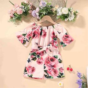 Vêtements d'été pour enfants Vêtements pour filles Combinaison de fleurs pour filles Costume pour enfants 210528