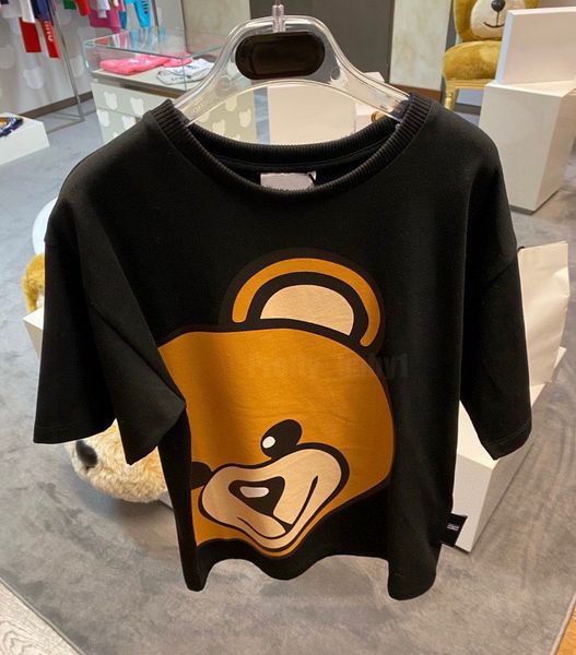 T-shirts d'été pour enfants garçons et filles, imprimé grand ours mignon, manches courtes, amples, vêtements pour enfants