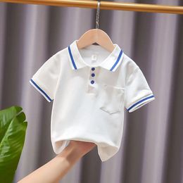 Summer Kids Boys Polo Shirt à manches courtes Coton Solid T-shirt Childrens Vêtements pour tout-petit Bébé Boy Sport Shirts School Uniforme 240514