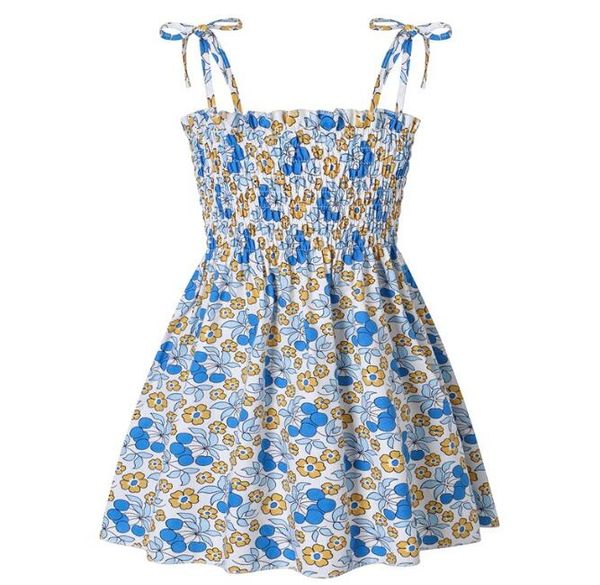 Summer Kids Cami Cami Vestido de algodón Cotton Beach Fashion Falda Floral Floral Floral