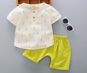 Vêtements pour enfants d'été garçons vêtements en lin en coton ensemble enfants en lin topshort 2 pcs tenues vêtements de filles pour 04 ans7100836