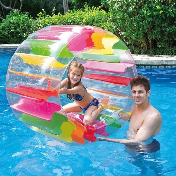 Enfants d'été colorés à eau géante gonflable rouleau rouleau rouleau roule