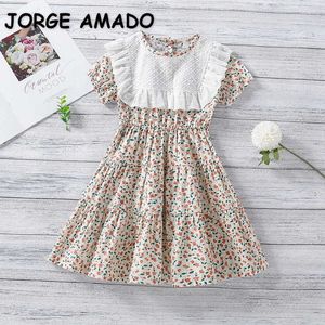 Été Enfants Filles Robe Patchwork Floral Manches Courtes Princesse Robes Mignon Style Tenues Enfants Vêtements E636 210610