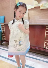 Robes de fille de fille d'été bébé fille mignon chat coton robe fête des vêtements enfants