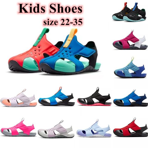 Été enfants chaussures demi-enveloppe semelle souple trou sandales chaussures de plage antidérapantes sandales pour enfants chaussures pour tout-petits bébé fille jeunes tailles 22-35