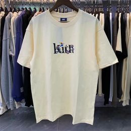 Zomer Kith FW T-shirt Men Women Hoge kwaliteit Flower Bird Print T-shirt losse Kith korte mouw met tag tee top 240521