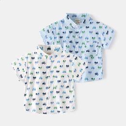 Zomer Koreaanse Kinderen Jongens T-shirt Katoen Cartoon Auto Gedrukt Baby Shirts Kraagvorm Casual Peuter 240122