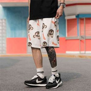 Été coréen coton taille haute court Homme décontracté grande taille Hip Hop ours imprimé hommes survêtement plage Shorts vêtements 210806