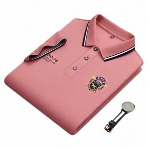 Zomer Koreaanse Fi Heren Poloshirt Luxe Geborduurde Cott Revers Kraag Korte Mouwen Tops D8W6 #