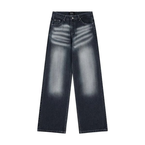 Pantalon coréen en Denim délavé, ample, taille mi-haute, mode marée, décontracté, surdimensionné, élégant, droit, été