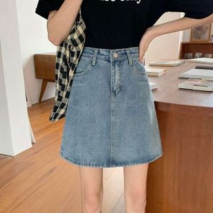 Zomer Koreaanse versie rok voor vrouwelijke studenten alles in één slanke hoge taille kleine kont gewikkeld denim