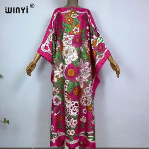 Summer Koweït Fashion Abaya Boho Imprimé Silk Kaftan Maxi Dress Bohemian Long For Lady