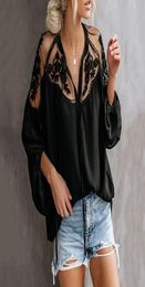 Señoras del verano Tops negros Camisas de gasa Blusas Mujeres Ropa barata pura China Femininas Camisas Ropa Mujer Tallas grandes 2455367