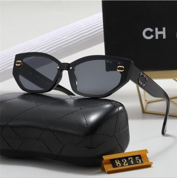 Lunettes de soleil de luxe pour femmes d'été Lunettes de soleil dégradées surdimensionnées pour femmes Cadres polarisés Attitude Case Chan Chane Channel Chael Chanl Lunettes de soleil