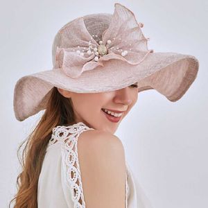 Zomer dame kleur big-rand rietje bloem zon floppy breed-rand strand hoed vrouwen UV-bescherming ha