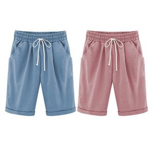Zomer grote maat shorts broek vrouwen snoep kleur elastische comfortabele katoenen dame losse shorts plus size