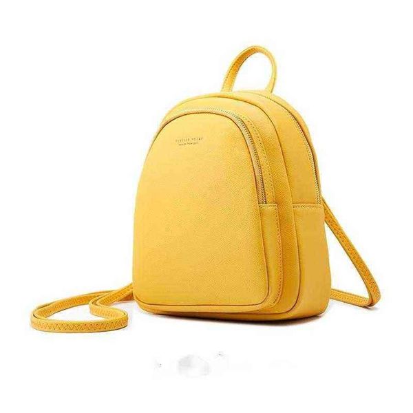 Été en cuir Mini sac à dos petit sac à dos sac à main Designer célèbre marque femmes sacs simple sac à bandoulière Mochila jaune noir GE06 Y255T