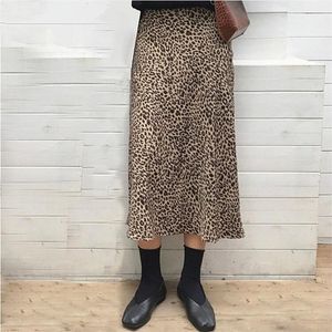 Jupes imprimées de léopard d'été femmes hautes taille sexy jupes longues harajuku streetwear mince section aligne aline faldas jupe 210306