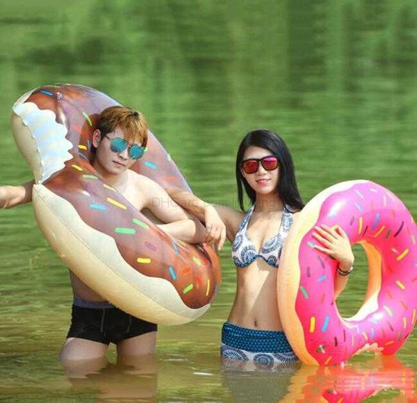 Bouée de sauvetage d'été jouet aquatique 48 pouces gigantesque beignet flotteur de natation gonflable anneau de natation adulte piscine flotteurs 2 couleurs radeau flottant