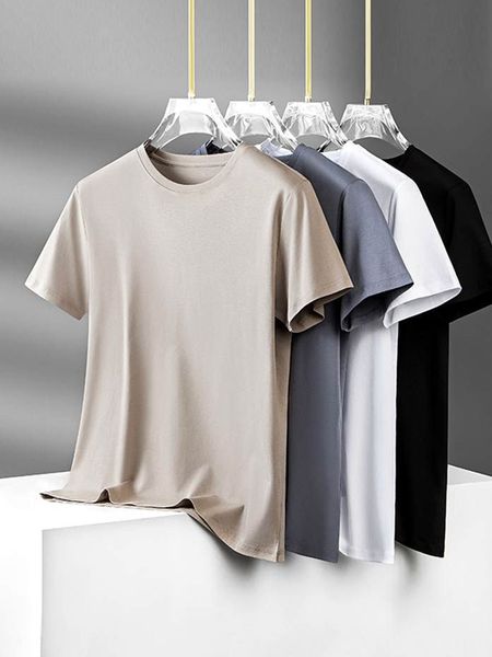 Summer Light Thin Pima Cotton T-shirt Hommes Collier rond à manches courtes t-shirts 100% coton Couleur solide de base haut de base