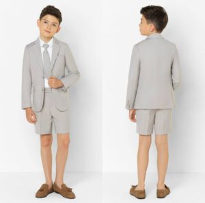 Summer Little Boy Formal Suits Diner Smoking voor Strand Bruiloft Boy GroomsMen Kids Children Prom Pak Formal Wear (Jack + Pants)