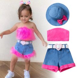 Été Petites filles ensembles de vêtements pour enfants rosée