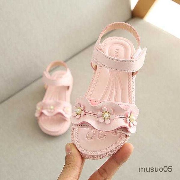 Été petites filles nouvelle fleur Simple mignon rose vert enfants sandales enfant en bas âge bébé doux décontracté école fille chaussures