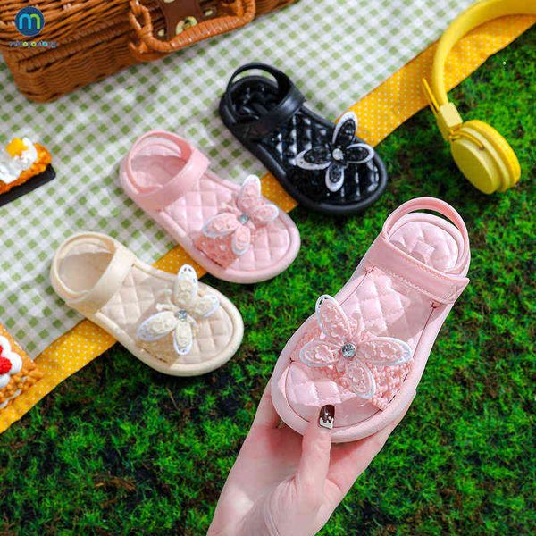 Verano Niñas Sandalias Mariposa Simple Rosa Niños Sandalias Niños Niños Bebé Suave Casual Escuela Niña Zapatos Miaoyoutong G220512