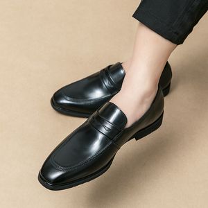zomer loafer lederen schoenen heren retro zakelijke formele slijtage Britse casual schoenen luie mensen gaan uit slip op schoenen
