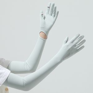 Gants de protection solaire d'été longs en soie glacée, manches anti-ultraviolets d'été pour femmes pour les voyages en plein air, coquilles en nylon, manches de glace fraîches