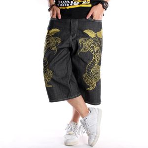 Zomer losse wide been mannen korte jeans hiphop mannelijke skateboard swag baggy capri broek zwarte denim shorts big size 30-461254V