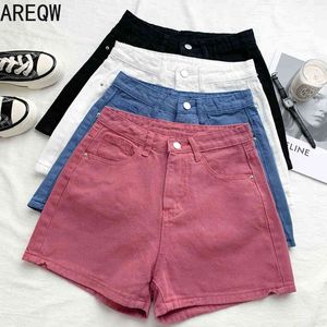 Summer Loose Wild Pure Color High Taille Slim Jeans Pantalons larges Pantalons décontractés Shorts Pantalons Femmes 210507