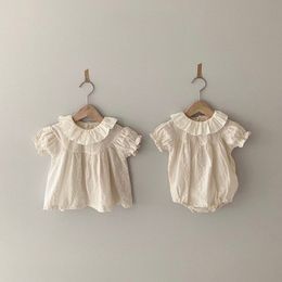 Zomer Mooie Prinses Lotus Collar Shirt Baby Mouw Bodysuits Born Clothes Peuter Girl Outfits 210515