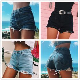 Summer à bas prix Femmes Ripped Denim Shorts Fashion Sexy Side Slit Jeans S-2xl Drop 240418