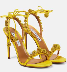 Zomer Luxe Aquazzura Disco Danser Sandalen Schoenen Vrouwen Lady Pumps Feestjurk Bruiloft Vonken Kristallen Ballen Wrap-tie enkel Gladiator Sandalias EU35-43