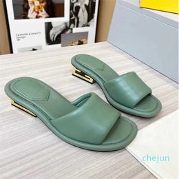 Été luxe Baguette sandales chaussures femmes large bande en cuir Nappa diapositives talon sculptural sans lacet Mules confort marche