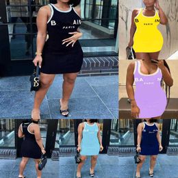 Zomer luxe merkontwerperjurk nieuwe 3xl 4xl mode brief geprinte jurken slanke mini rok dames plus size kleding