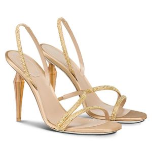 Marque de luxe d'été Renecaovilla Femmes Sandales Chaussures Cleo Stone Night Robe Lady Gladiator Sandalias Strppy Diamond Crystal Heels Glitter Walking EU35-43