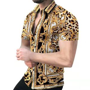Été luxe Court imprimé chemises hommes mode col rabattu chemise boutonnée décontracté à manches courtes Cardigan Streetwear 220708