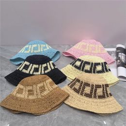 Zomer luxe ontwerper Bucket Hat F Straw Hat Letter Printing European American Style Travel Sun Cap Fashion Monted Beach Hats Sunhat