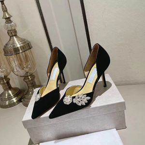 Chaussures de créateur de luxe d'été JC, même Style, décoration diamant d'eau, talon fin, chaussures formelles à talons hauts pour femmes, 35-42