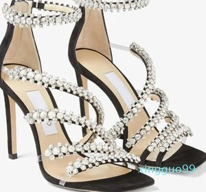 Josefine – sandales d'été de luxe pour femmes, chaussures à bretelles, embellissement en cristal, talons hauts, élégantes, robe de soirée de mariage