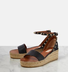 Zomer Luxe Dames Sexy Espadrilles Wedges Studs Sandalen Cassandra Wedges Sandalen Cordorella Lata Vrouwen Plafrom Hoge Hakken Feest Bruiloft EU 35-43