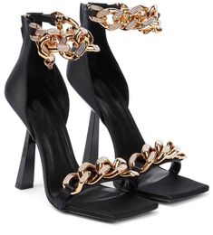 Sandales Medusi de luxe d'été, chaussures à bretelles dorées, en cuir Nappa, escarpins à talons zippés, marques luxueuses, talons hauts pour femmes, EU35-43.BOX