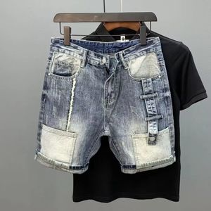 Vêtements pour hommes de luxe d'été Lavage Kpop Y2K Designer Streetwear Solid Boyfriend Vintage Ripped Jeans Denim Shorts 240425